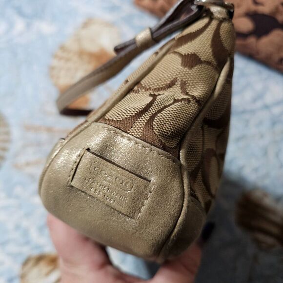 2005 Metallic champagne suede y2k Coach Demi Shoulder Bag - Picture 3 of 6